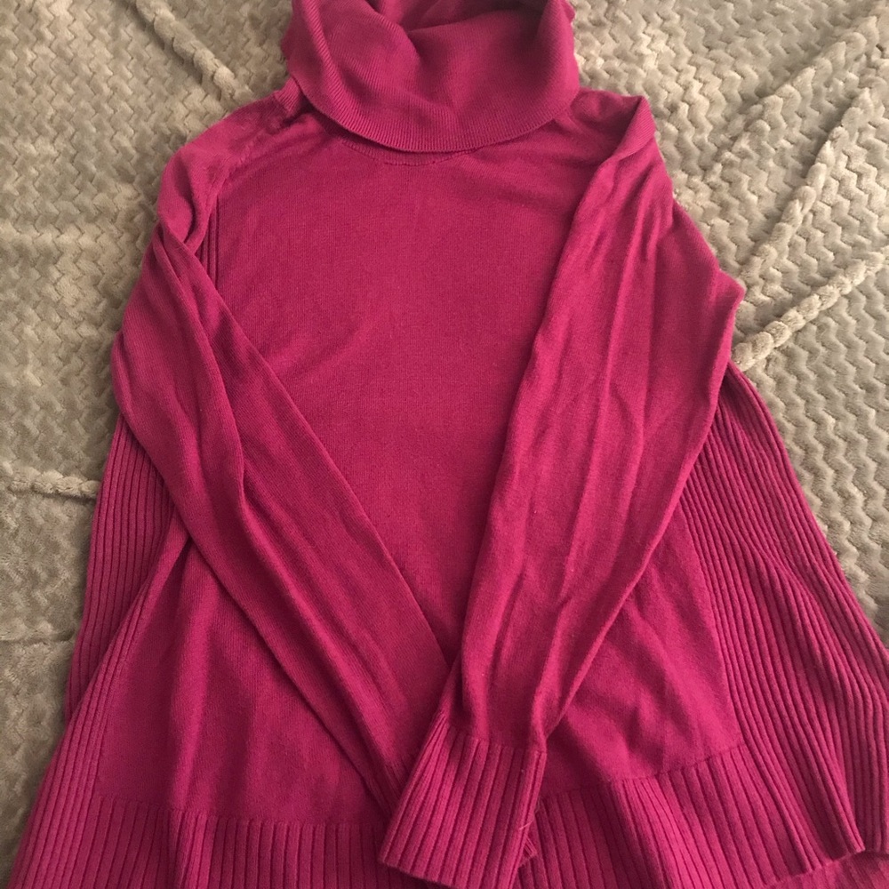 Loft Deep Pink/fuchsia Cowl Neck Sweater